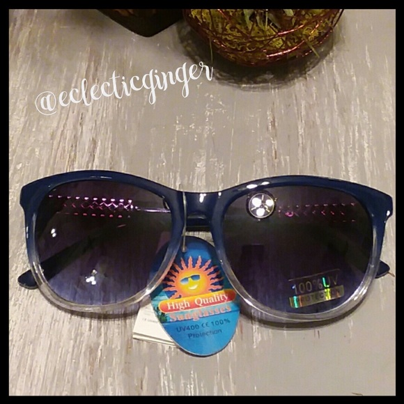 Eclectic Ginger Accessories - Blue fade gold embellished sunglasses